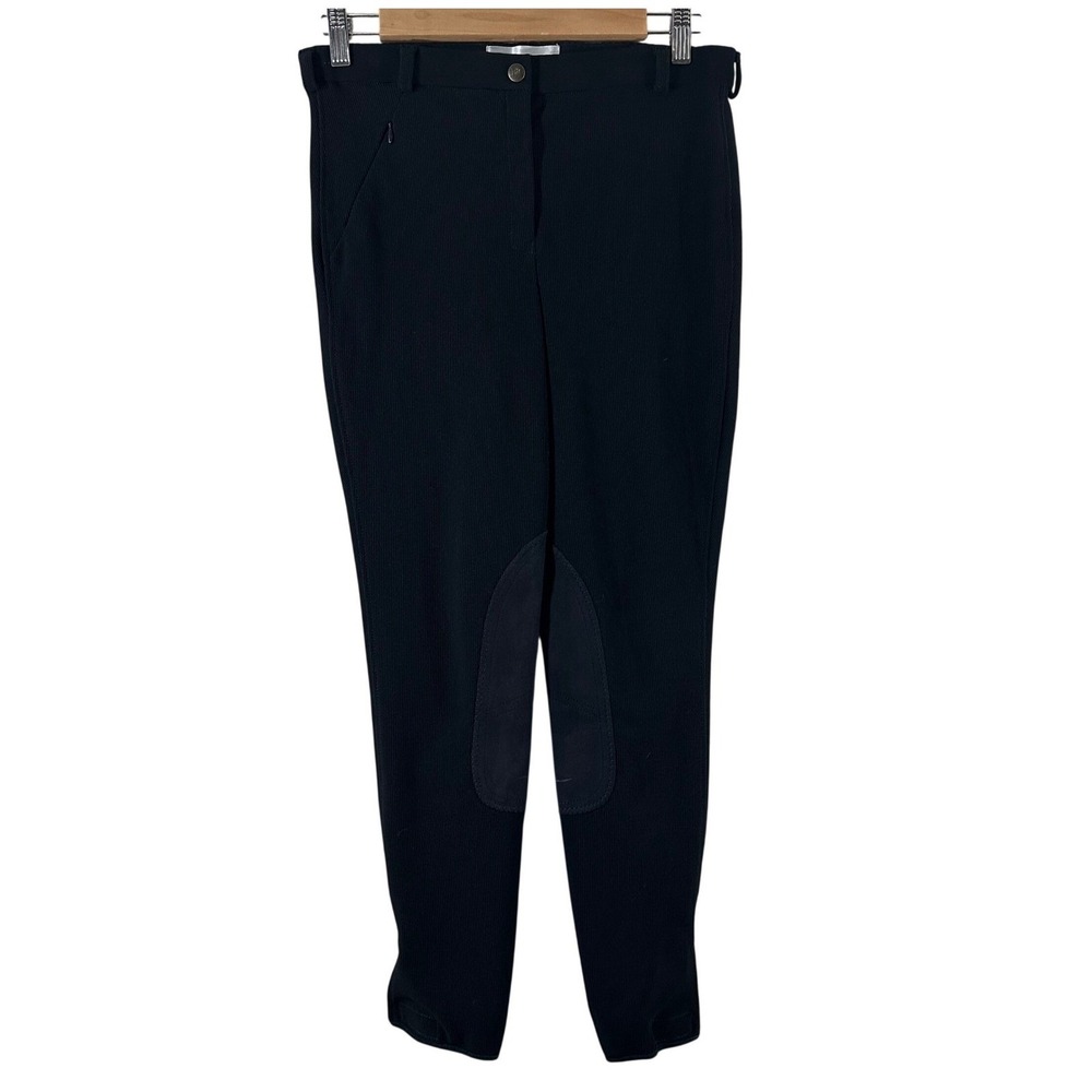 TuffRider Women's Pants Black Front Zip Knee Patch Breeches‎ Equestrian Size 30